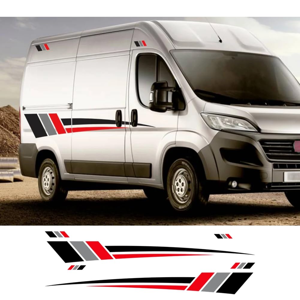 Van Camper Karosserieseitenaufkleber, für Peugeot Boxer, für Citroen Jumper, für FIAT Ducato Wohnmobil Streifen Grafikaufkleber Autozubehör Van Camper Karosserieseitenaufkleber, für Peugeot Boxer, für Citroen Jumper, für FIAT Ducato Wohnmobil Streifen Grafikaufkleber Autozubehör von FRALHQFL
