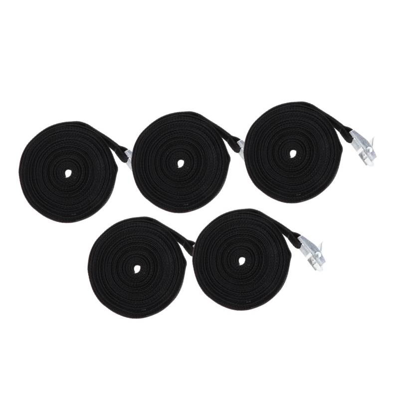 FRCOLOR 5 Stück Zinklegierung Crimping Bündelungsgurt elastischer Gepäckgurt Gepäckbinderiemen Frachtbefestigungsgurt Verpackung Feste Bindebänder Peitschengurt Nylon Black von FRCOLOR