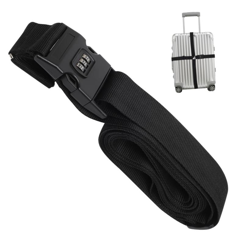 FRCOLOR Koffergurte Gepäckgurte für Koffer zugelassen sup Befestigung gepäck Koffer Gurt Gepäckzubehör für die Reise Gepäckgurtband Packgurte für Gepäck Oxford-Stoff Black von FRCOLOR