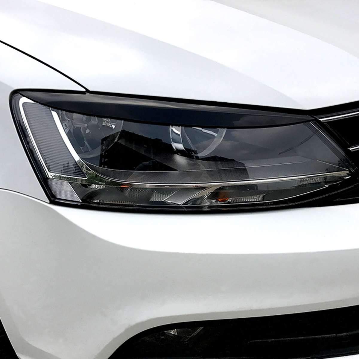 FREAZE Passend for Volkswagen VW Jetta MK6 Sagitar NCS 2010 2011-2018 ABS Scheinwerfer Augenlider Augenbrauenverkleidung Aufkleber Autozubehör (Color : Gloss Black) von FREAZE