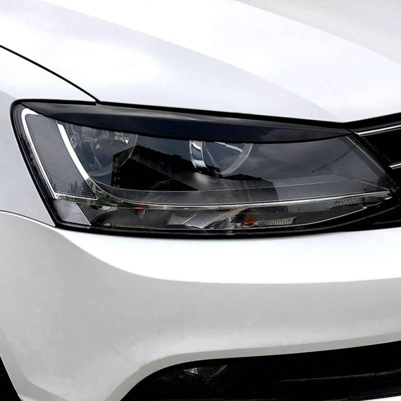 FREAZE Passend for Volkswagen VW Jetta MK6 Sagitar NCS 2010 2011-2018 ABS Scheinwerfer Augenlider Augenbrauenverkleidung Aufkleber Autozubehör (Color : Gloss Black) von FREAZE