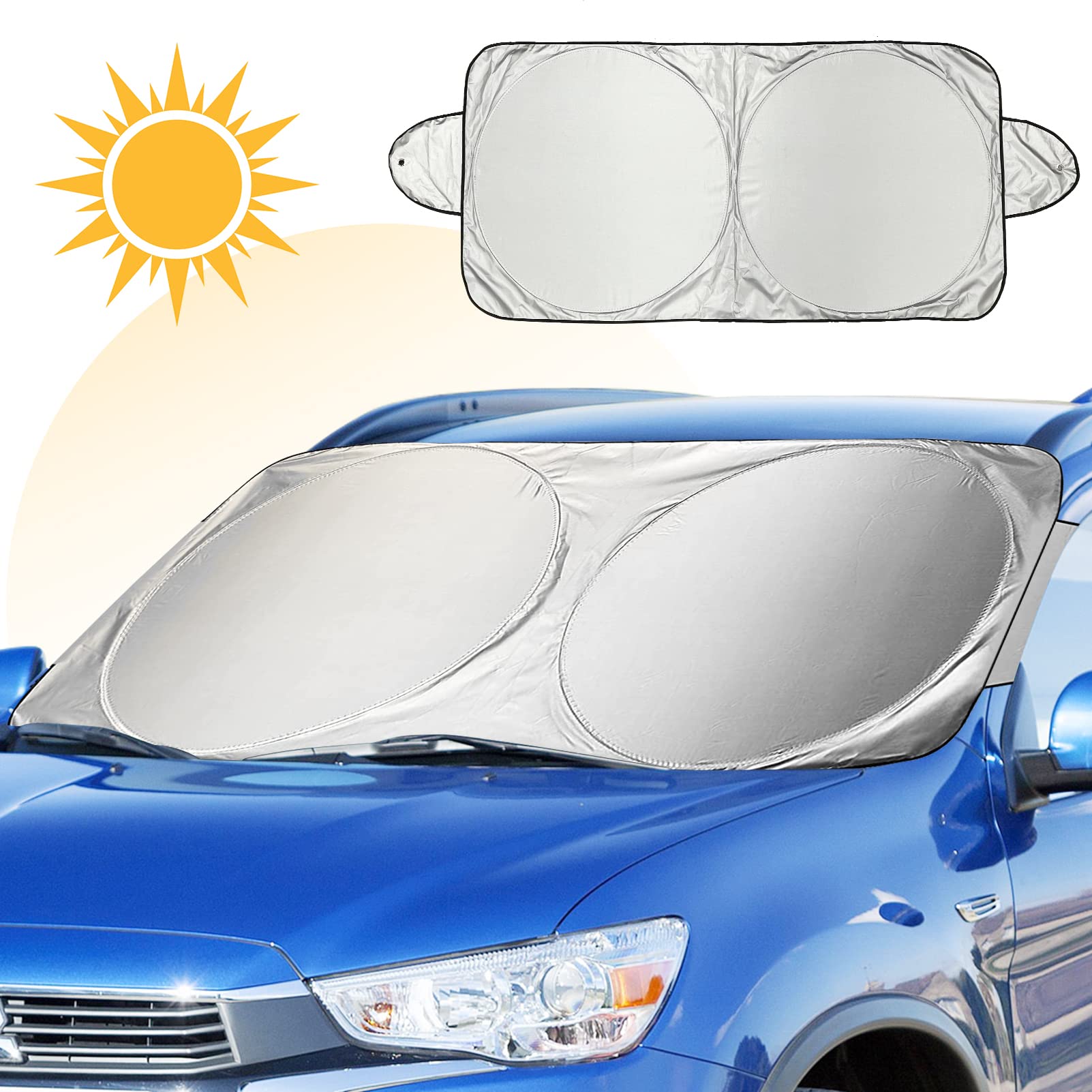 Sonnenschutz Auto Frontscheibe, FRECOO Sonnenschutz für das Auto Frontscheibenabdeckung Windschutz für Frontscheibe Sonnenschutz, UV-Reflexion, faltbar, 160 * 80cm von FRECOO