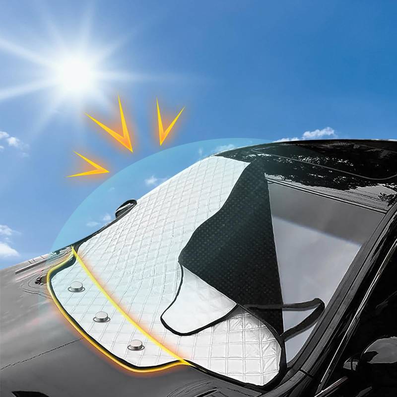 FREESOO Sonnenschutz Auto Frontscheibe, Scheibenabdeckung Auto Frontscheibe Magnetisch Faltbar gegen Anti-UV, Staub, Sonne, kompatible mit Die meisten Modelle 145X115CM von FREESOO