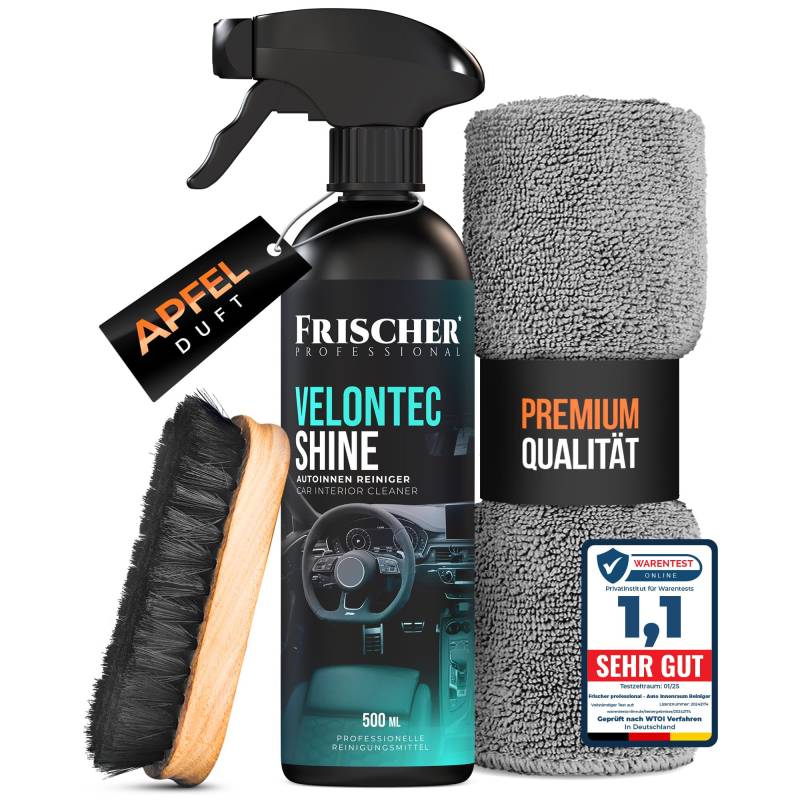 FRISCHER PROFESSIONAL Auto Innenraum Reiniger Set 500ml - Cockpitpflege für die Innen Reinigung von Kunststoff, Polster, Leder & Armaturen - Autopflege mit Microfaser & Bürste - Cockpit Reiniger von FRISCHER PROFESSIONAL