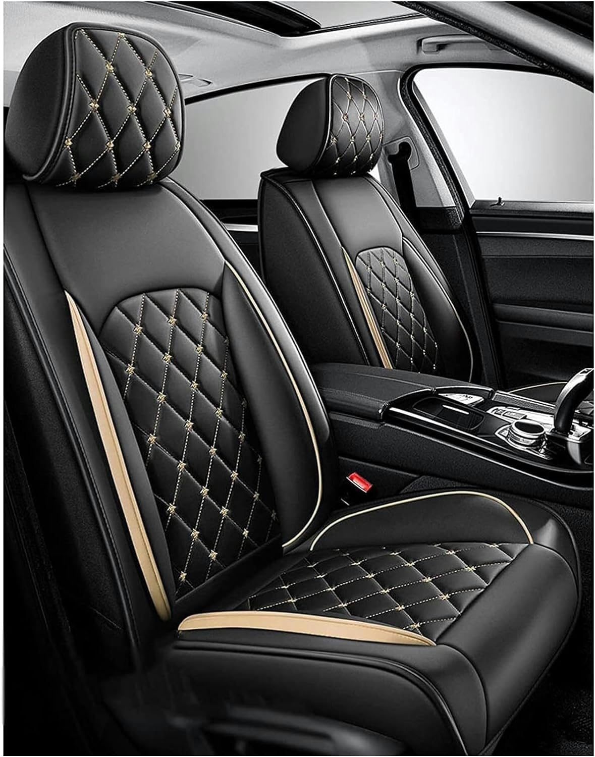 FROON Sitzbezüge Auto Autositzbezüge Universal Set für BMW 5 Series 520d F11 525d F11 530d F11 535d F11 535i F11 520i F11 Auto Zubehör, Gold von FROON