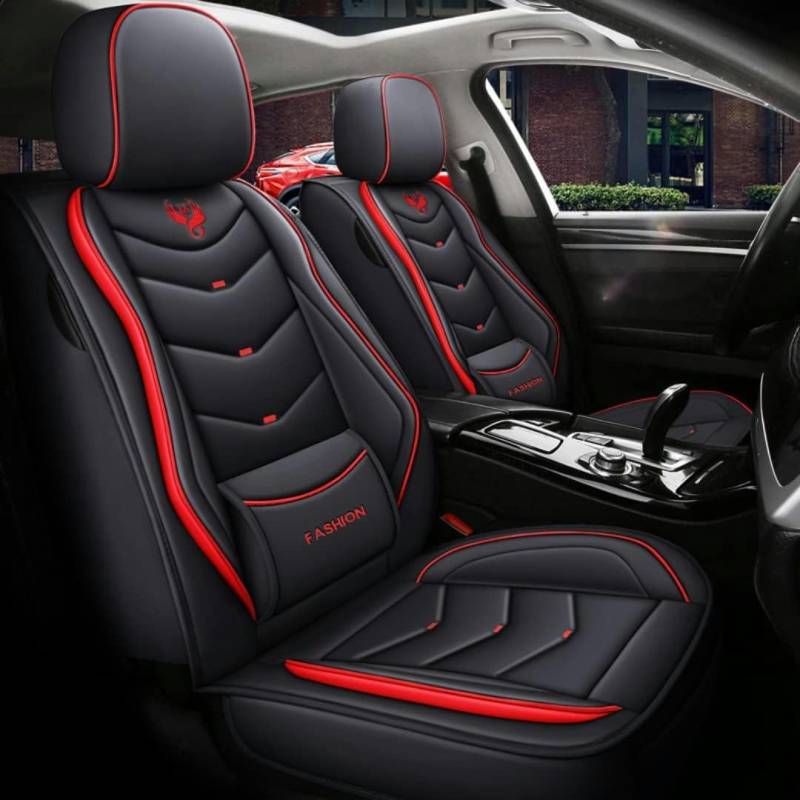 FROON Sitzbezüge Auto Autositzbezüge Universal Set für Ford Fiesta 09 MK7 2011 2012 2013 2014 2015 2016 2017 Auto Zubehör,Rot von FROON