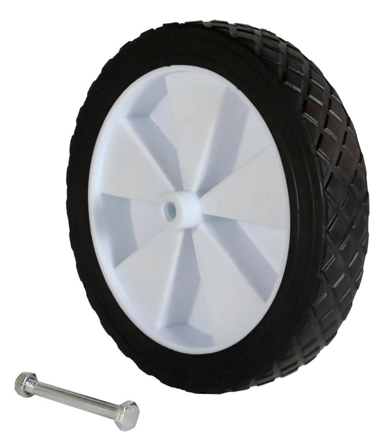 FROSAL Ersatzrad Bollerwagen faltbar klappbar Rad Gummi Plastik Kunststoff Reifen Handwagen Felge weiß 200 mm von FROSAL