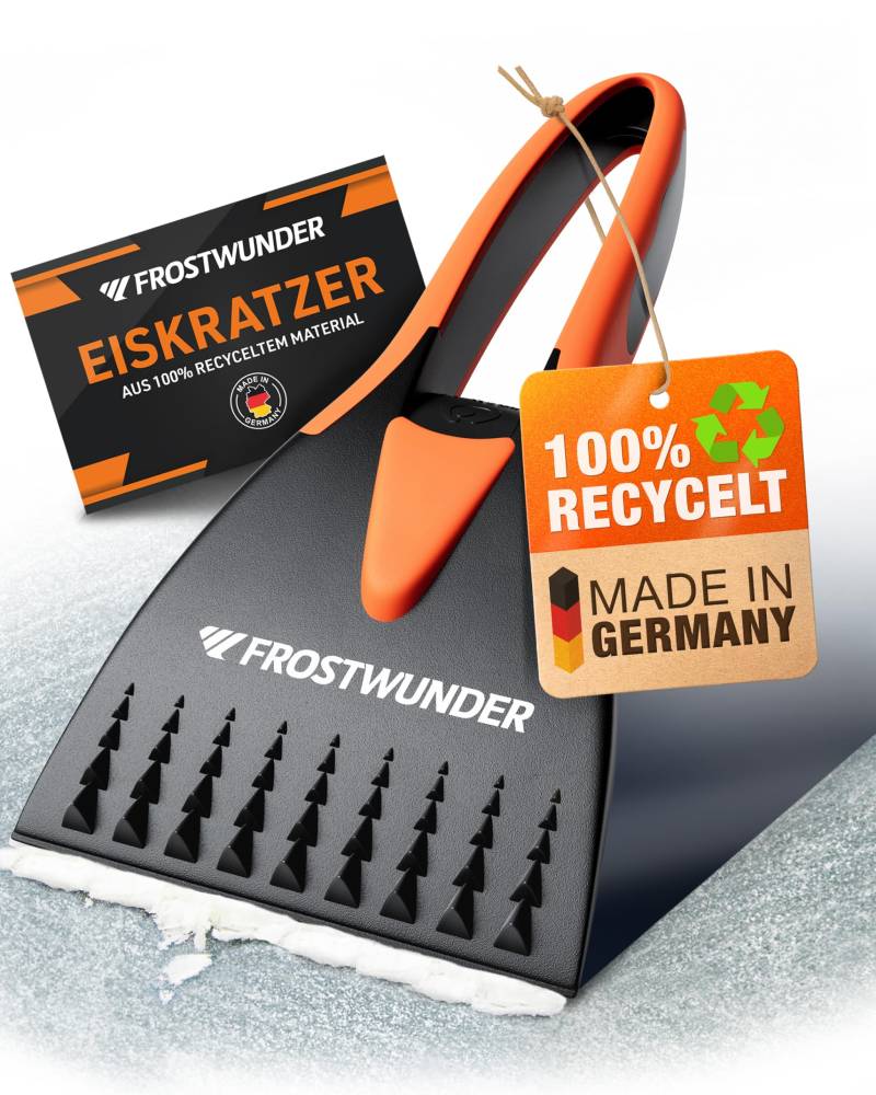 FROSTWUNDER Eiskratzer Auto [Made in Germany] - 100% recycelter Auto Eiskratzer - Unschlagbarer Scheibenkratzer Auto - Blitzschneller Autoscheiben Kratzer - Stabiler & langlebiger Schneekratzer Auto von FROSTWUNDER