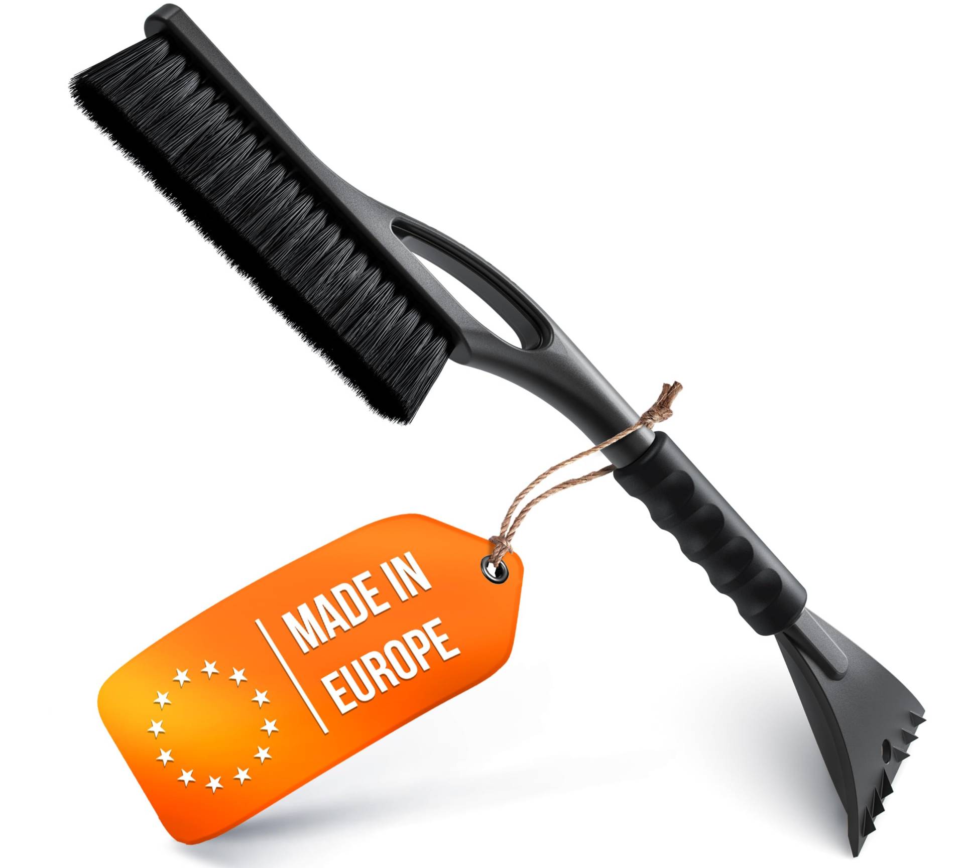 FROSTWUNDER Eiskratzer Auto mit Besen [Made in Europe] - 59cm Profi Schneebesen Auto mit schonenden Borsten - Leicht verstaubarer Scheibenkratzer Auto Schneebesen - Langlebiger Eiskratzer mit Besen von FROSTWUNDER