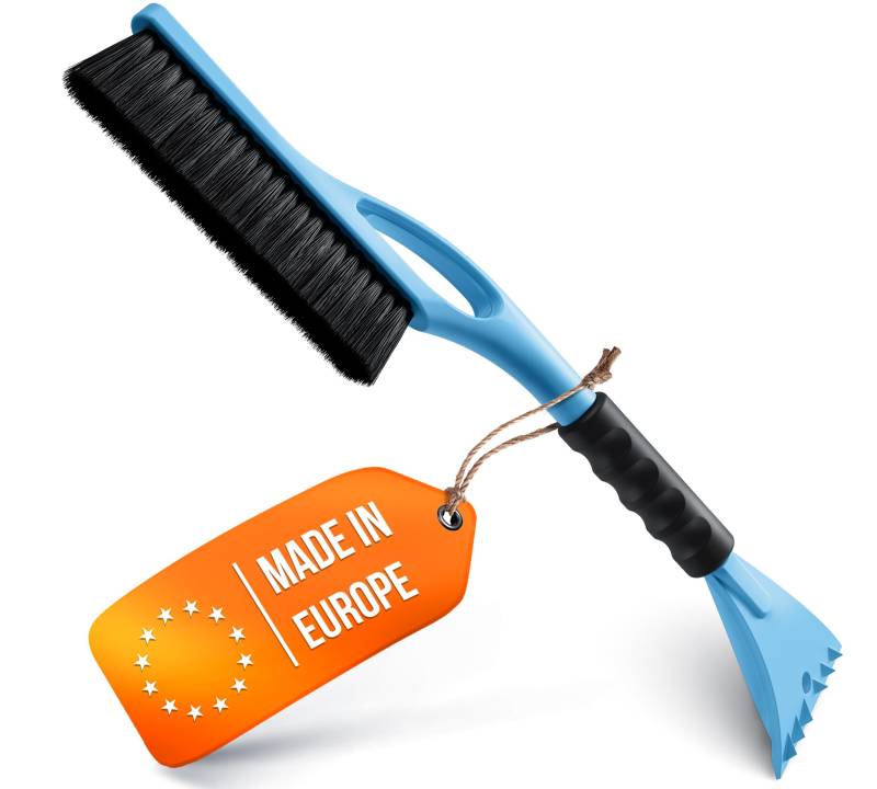 FROSTWUNDER Eiskratzer Auto mit Besen [Made in Europe] - 59cm Profi Schneebesen Auto mit schonenden Borsten - Leicht verstaubarer Scheibenkratzer Auto Schneebesen - Langlebiger Eiskratzer mit Besen von FROSTWUNDER