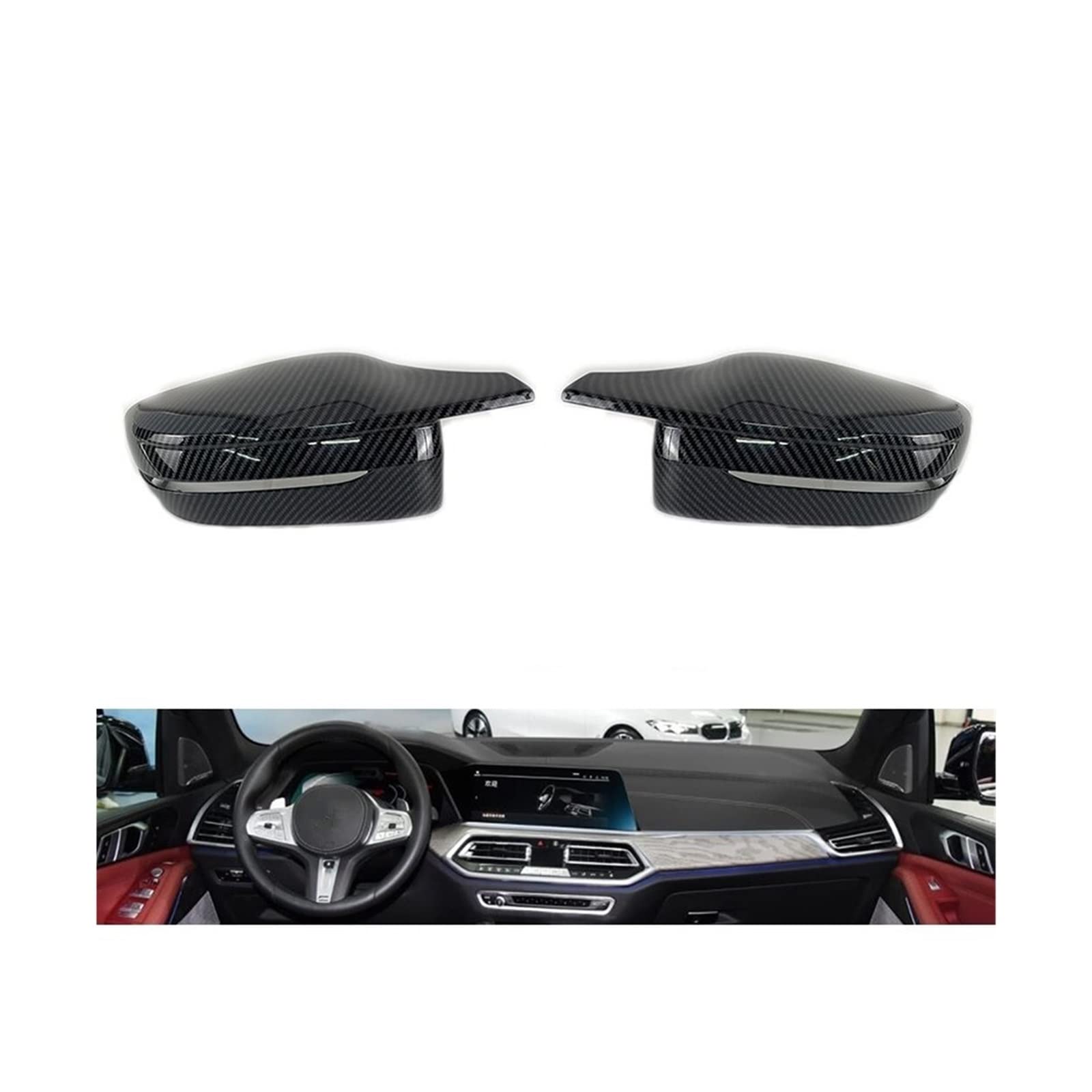 Außenspiegelkappe Für 3 4 5 7 8 Serie G20 G21 G30 G38 G22 G23 G11 G12 G15 G16 Seite Rückspiegel Abdeckung Trim Carbon Faser Außen Rückspiegelkappe(LHD-Carbon Pattern) von FRVVPL