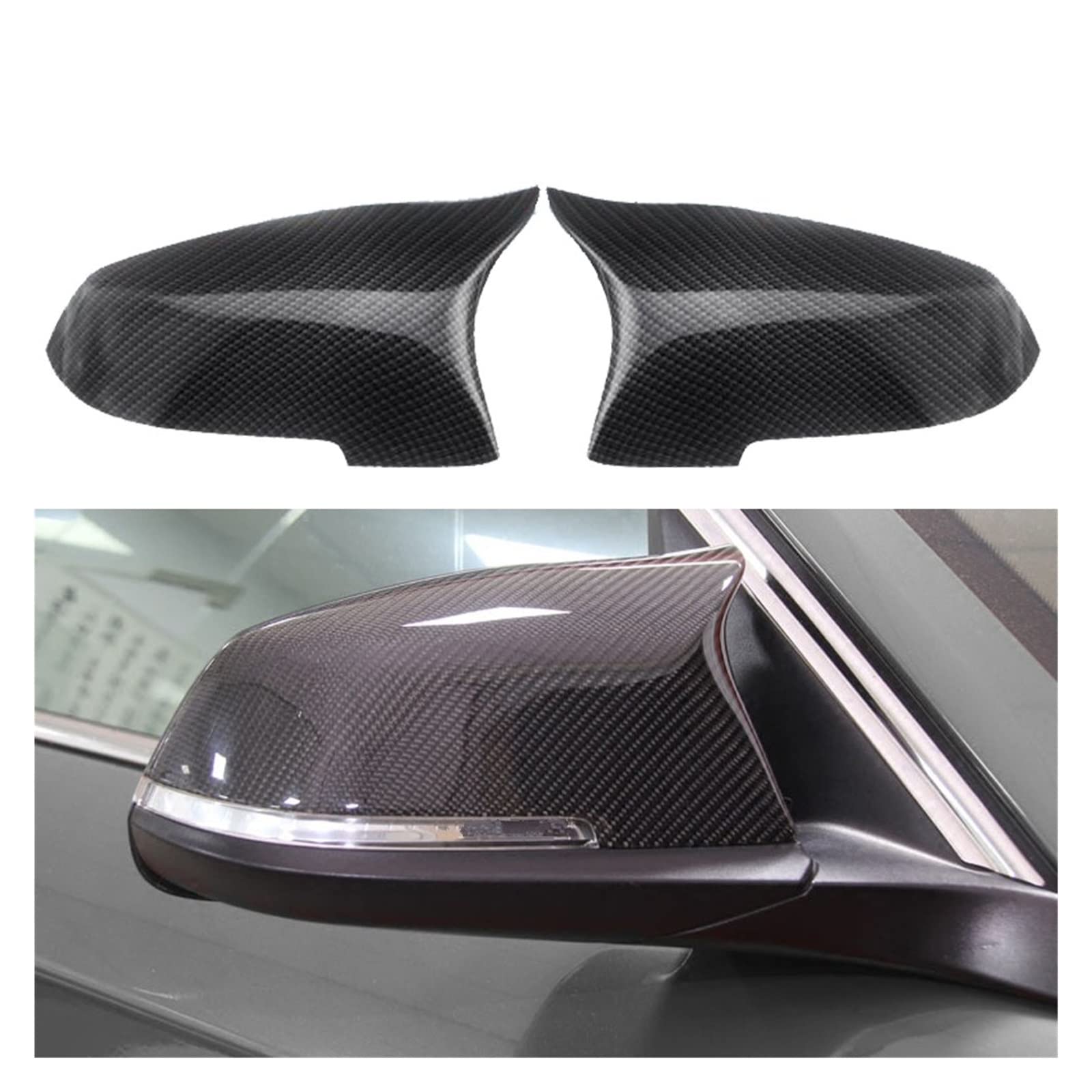 Außenspiegelkappe Spiegelabdeckung Mit Kohlefasermuster, Für 5 6 7 Serie, Schwarze Spiegelabdeckung F10 F11 F18 F07 F12 F13 F06 F01 F02 Für LCL Rückspiegelkappe(Kohlefaser) von FRVVPL