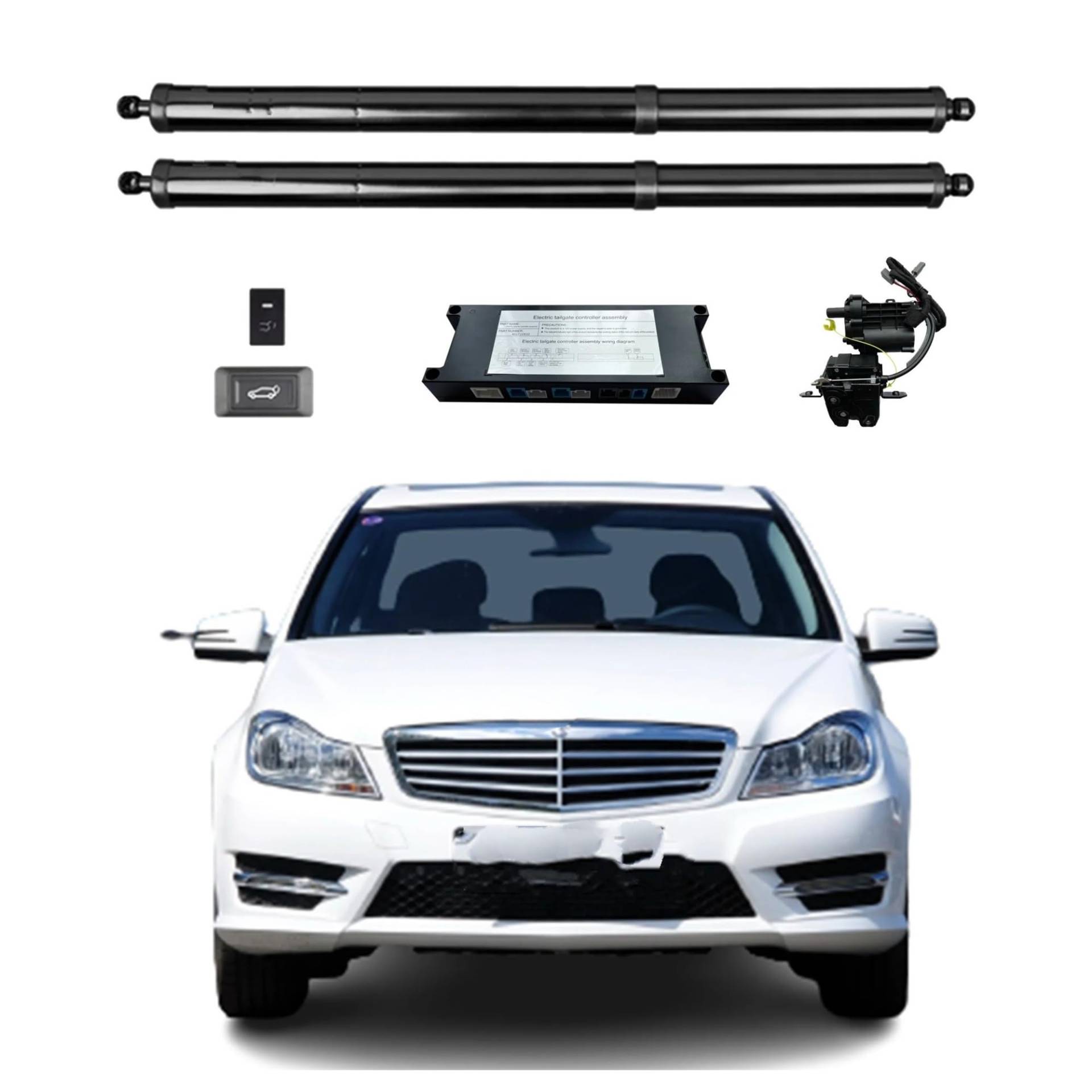 Gasfeder Heckklappe Für Benz Für C-Klasse W204 2008-2014 Elektrische Heckklappe, Elektrische Heckklappe, Automatischer Kofferraumtüröffner Mit Fernbedienung Gasdruckdämpfer(with Kick Sensor) von FRVVPL