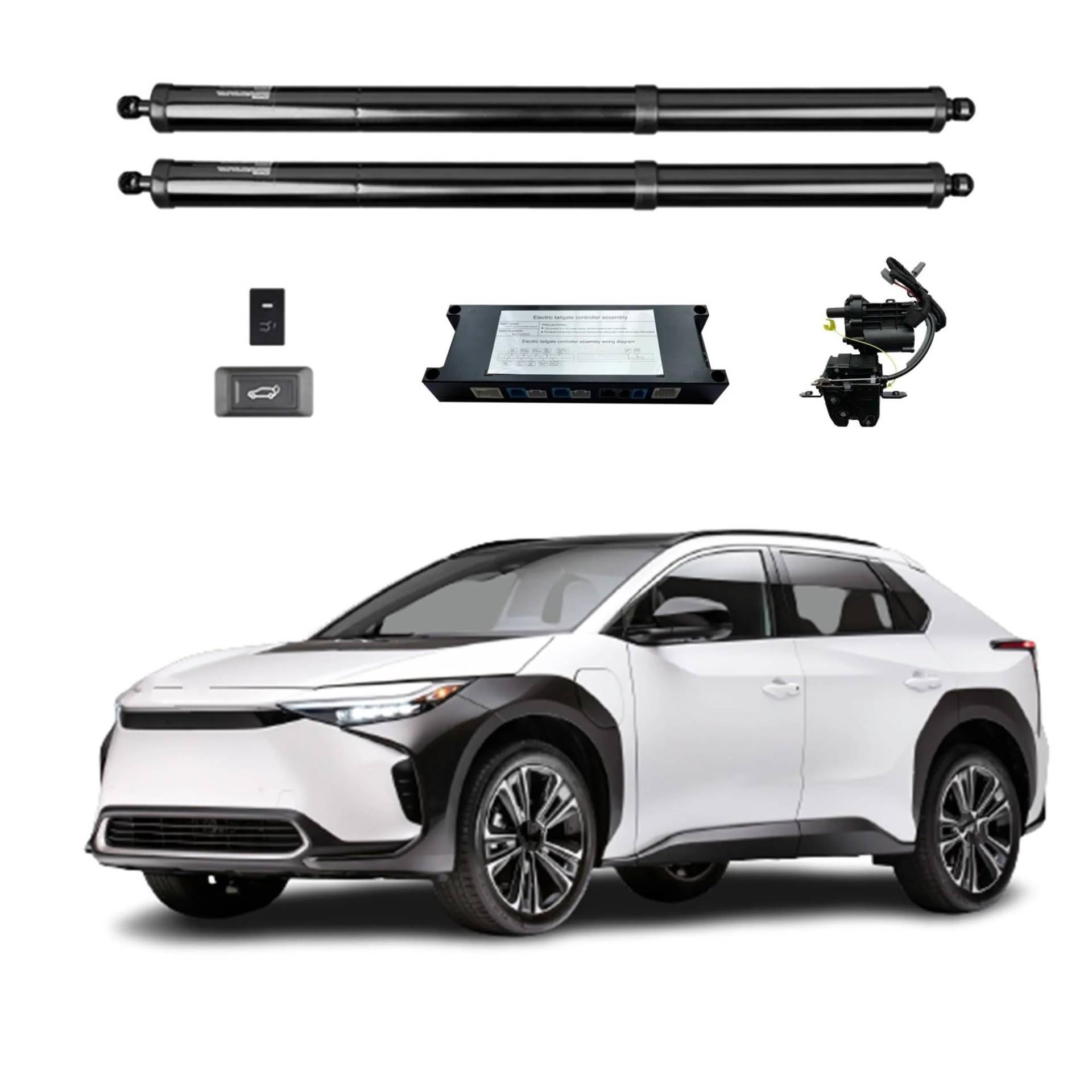 Gasfeder Heckklappe Für Toyota BZ4X 2020+ Elektrische Heckklappe Power Heckklappe Auto Stamm Hinten Türöffner Mit Fernbedienung Funktion Gasdruckdämpfer(with Kick Sensor) von FRVVPL