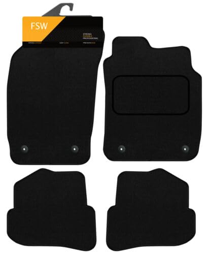 FSW Passgenaue Matten – passend für Audi A1 2010–2018 – schwarzer Teppich – Anti-Rutsch-Matte – rutschfeste Auto-Fußmatte mit Clips und granulierter Rückseite – 4 Stück Fußmatten von FSW