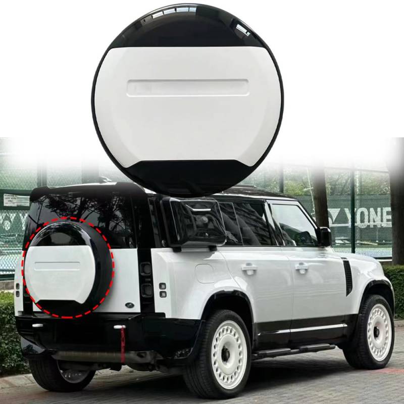 FTAPACCE Ersatzreifenabdeckung Portecor passend für Land Rover Defender 90 110 130 2-Türer 4-Türer 2020–2024 ABS-Kunststoff (Fuji Weiß glänzend schwarz) von FTAPACCE