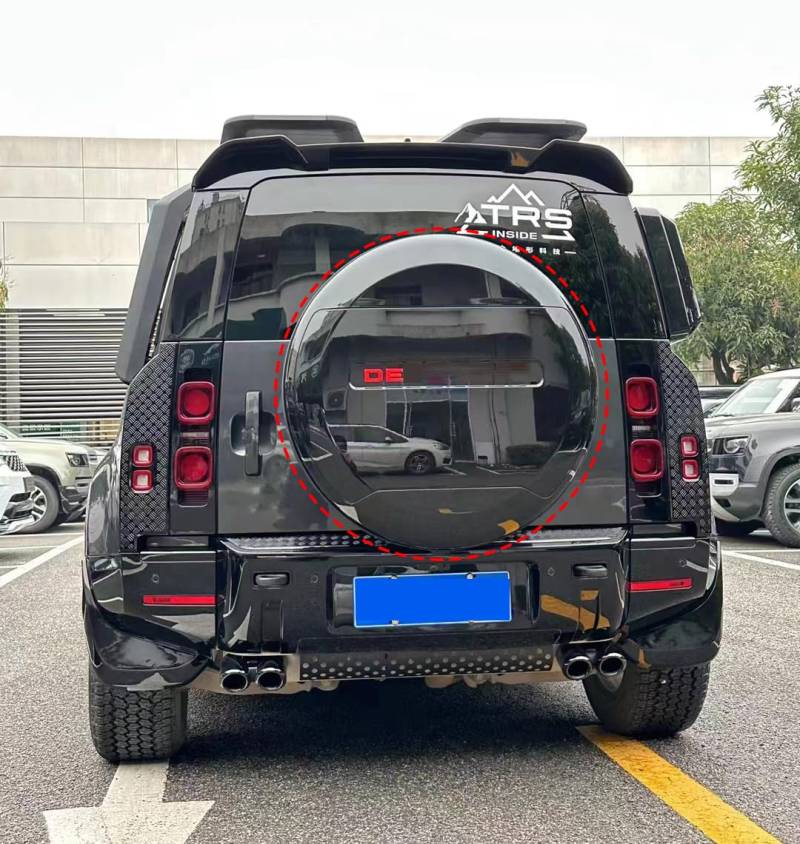 FTAPACCE Ersatzreifenabdeckung Portecor passend für Land Rover Defender 90 110 130 2-Türer 4-Türer 2020–2025 ABS-Kunststoff (glänzendes Schwarz mit Rot) von FTAPACCE