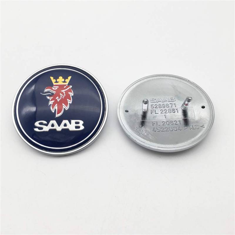 1 Stück passend für SAAB 93 9-3 900 9000 50 mm Auto Motorhauben-Emblem 5289871 Blau von FTC