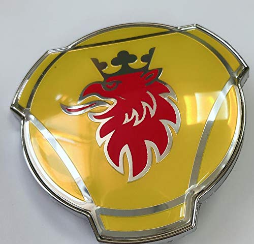 1 x Aufkleber für Scania Griffin Abzeichen LKW Custom Logo 80 mm ABS Auto Kühlergrill Motorhaube Emblem Aufkleber (gelb) von FTC