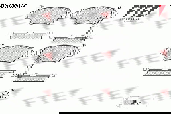 Bremsbelagsatz, Scheibenbremse Hinterachse FTE BL1684A2 von FTE