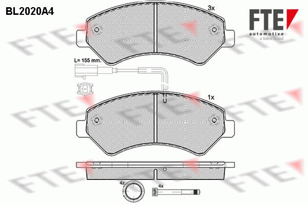 Bremsbelagsatz, Scheibenbremse Vorderachse FTE BL2020A4 von FTE