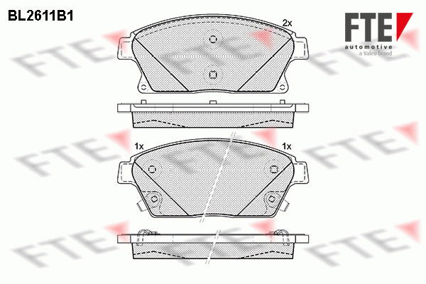 Bremsbelagsatz, Scheibenbremse Vorderachse FTE BL2611B1 von FTE