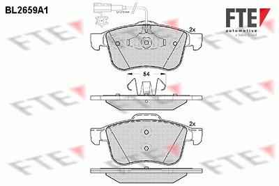 Fte Bremsbelagsatz, Scheibenbremse [Hersteller-Nr. 9010898] für Alfa Romeo, Dodge von FTE