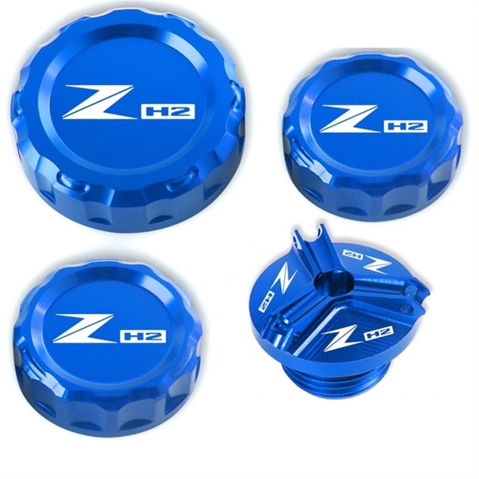 Für KAWASAKI ZH2 Z H2 H2SX Zubehör Bremskupplungsflüssigkeitsbehälterdeckel Kappen Motorstecker Öleinfülldeckel (Farbe : Blue-ZH2) von FTNBAE
