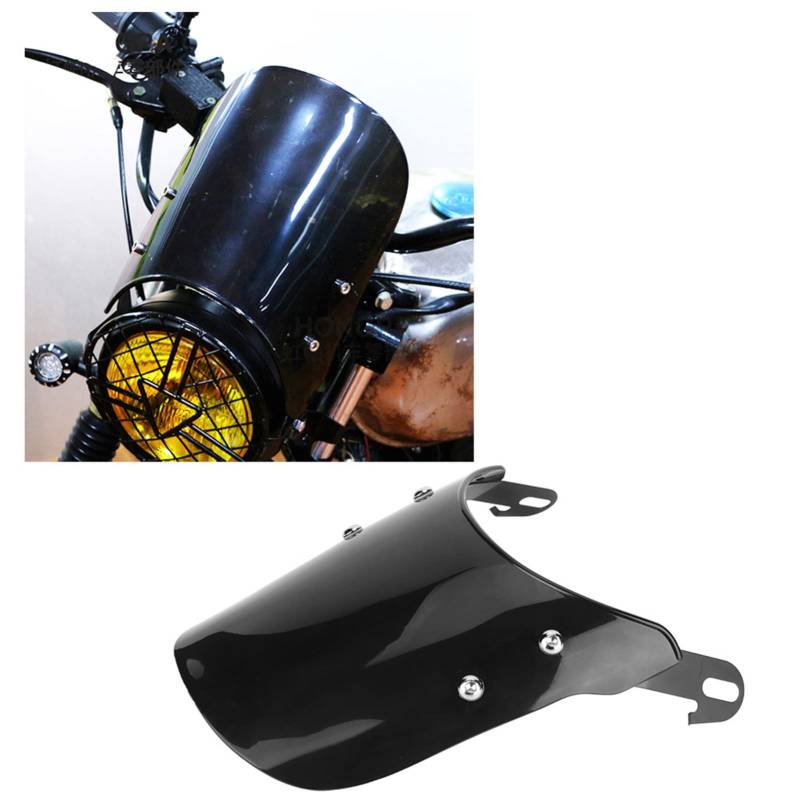 FTVOGUE Motorrad-Windschutzscheiben, Sicherer Universal-Motorrad-Windschutzscheiben-Windabweiser, Retro Motorrad Windschild Spoiler Scheinwerfer Verkleidung Windabweiser für Honda von FTVOGUE