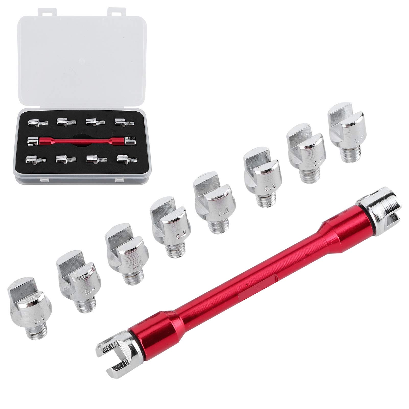 Motorrad Speichenschlüssel Set, Dirt Bike Speichenschlüssel CNC Schraubenschlüssel Kit, Motorrad Zubehör 5.0 6.8 Länge 93mm/3.7in für die Meisten Motorräder(C (rot)) von FTVOGUE