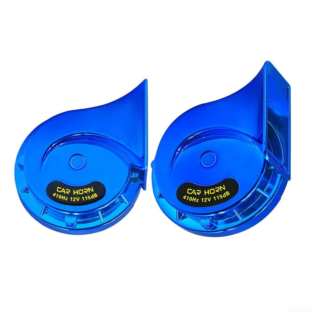 12 V Doppel-Trompetenhupen, wasserdichtes Lautsprecher-Kit für Autos und Motorräder zur Verbesserung der Klangalarme (Blau) von FUANA