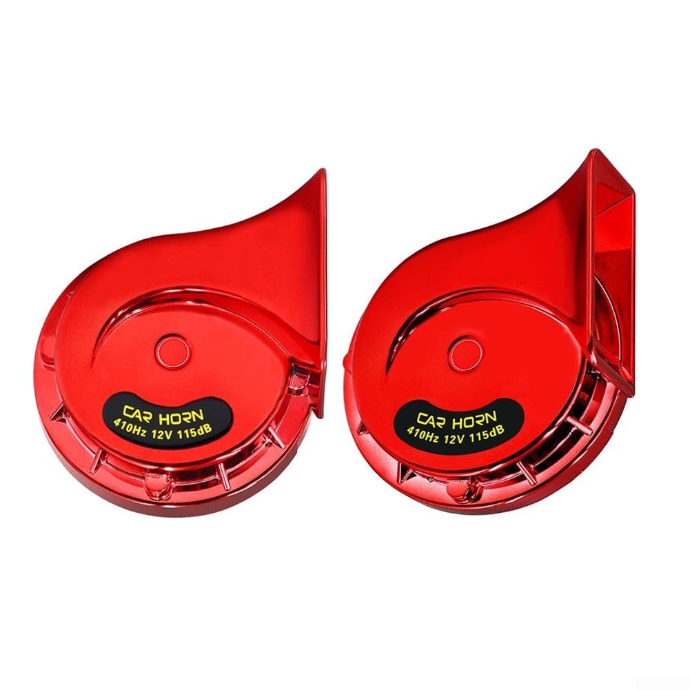 12 V Doppel-Trompetenhupen, wasserdichtes Lautsprecher-Kit für Autos und Motorräder zur Verbesserung der Klangalarme (rot) von FUANA