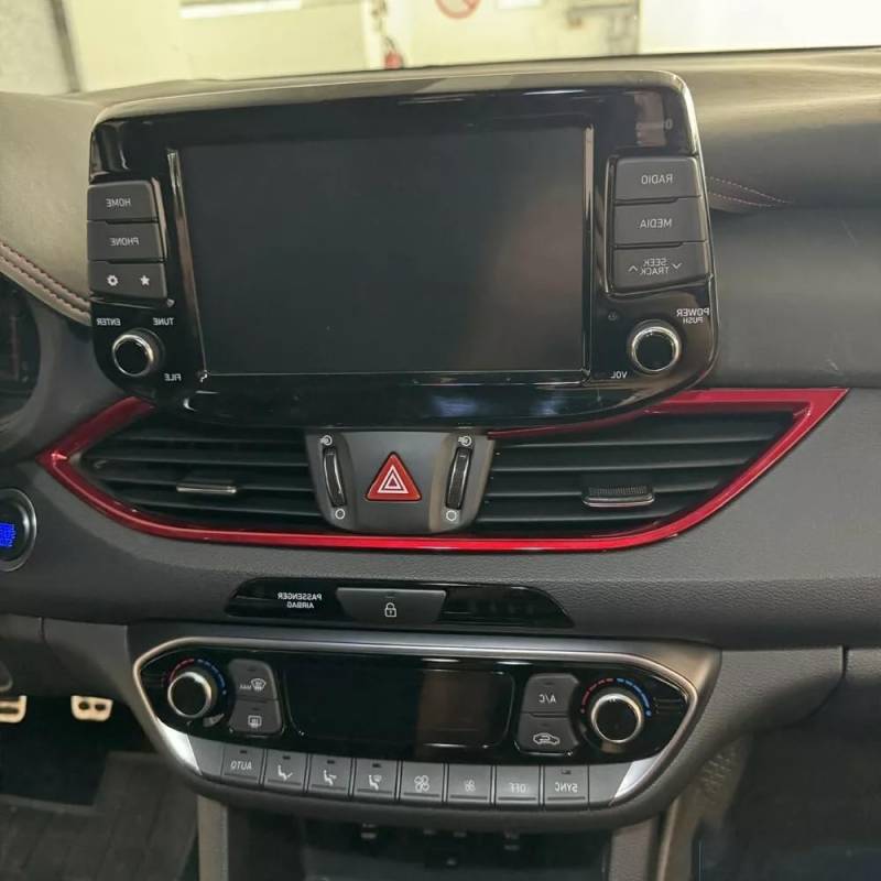 FUEISOF Armaturenbrett Gitter Lüftung Abdeckung Rahmen Auto-Innenraum ABS Für Hyundai I30 PD PDE MK3 2017-2024 (Rot) von FUEISOF