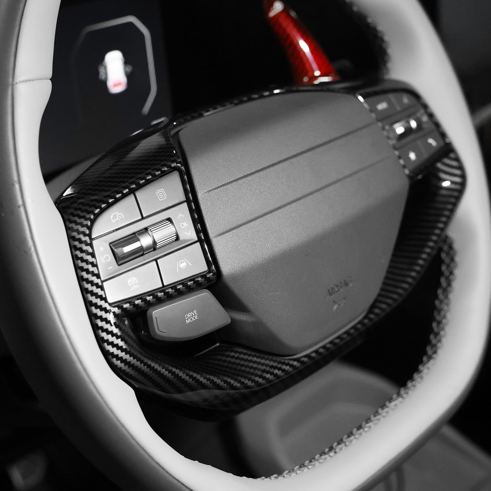 FUEISOF Für Kia EV3 2025 Auto Lenkradverkleidung Lenkrad Abdeckung (Kohlefaser) von FUEISOF