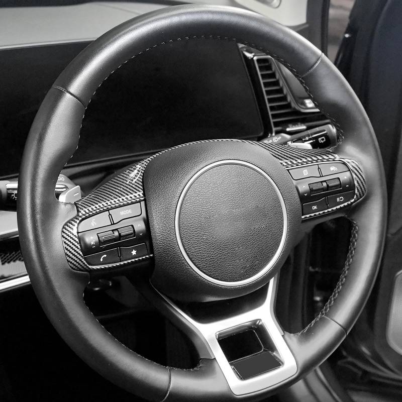 FUEISOF Für Kia Sportage NQ5 2021-2024 ABS Lenkradverkleidung Auto Lenkrad Aufkleber Abdeckung Cover Interieur Zubehör (Kohlefaser) von FUEISOF