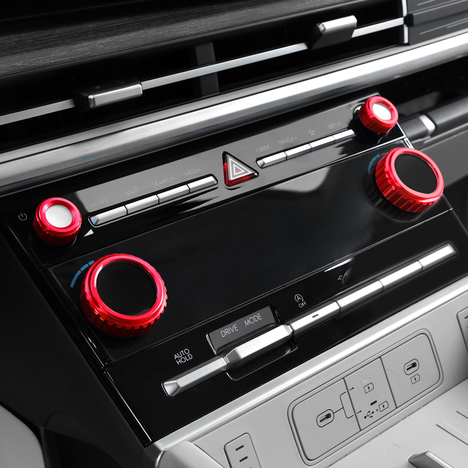 FUEISOF für Hyundai Santa Fe MX5 2024 ABS Auto Klimaanlage Schaltknopf Abdeckung (Rot) von FUEISOF