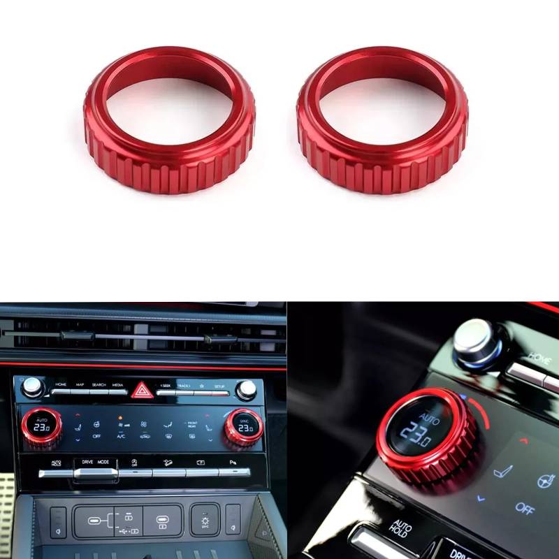 FUEISOF für Hyundai Santa Fe MX5 2024 ABS Auto Klimaanlage Schaltknopf Abdeckung (Rot) von FUEISOF
