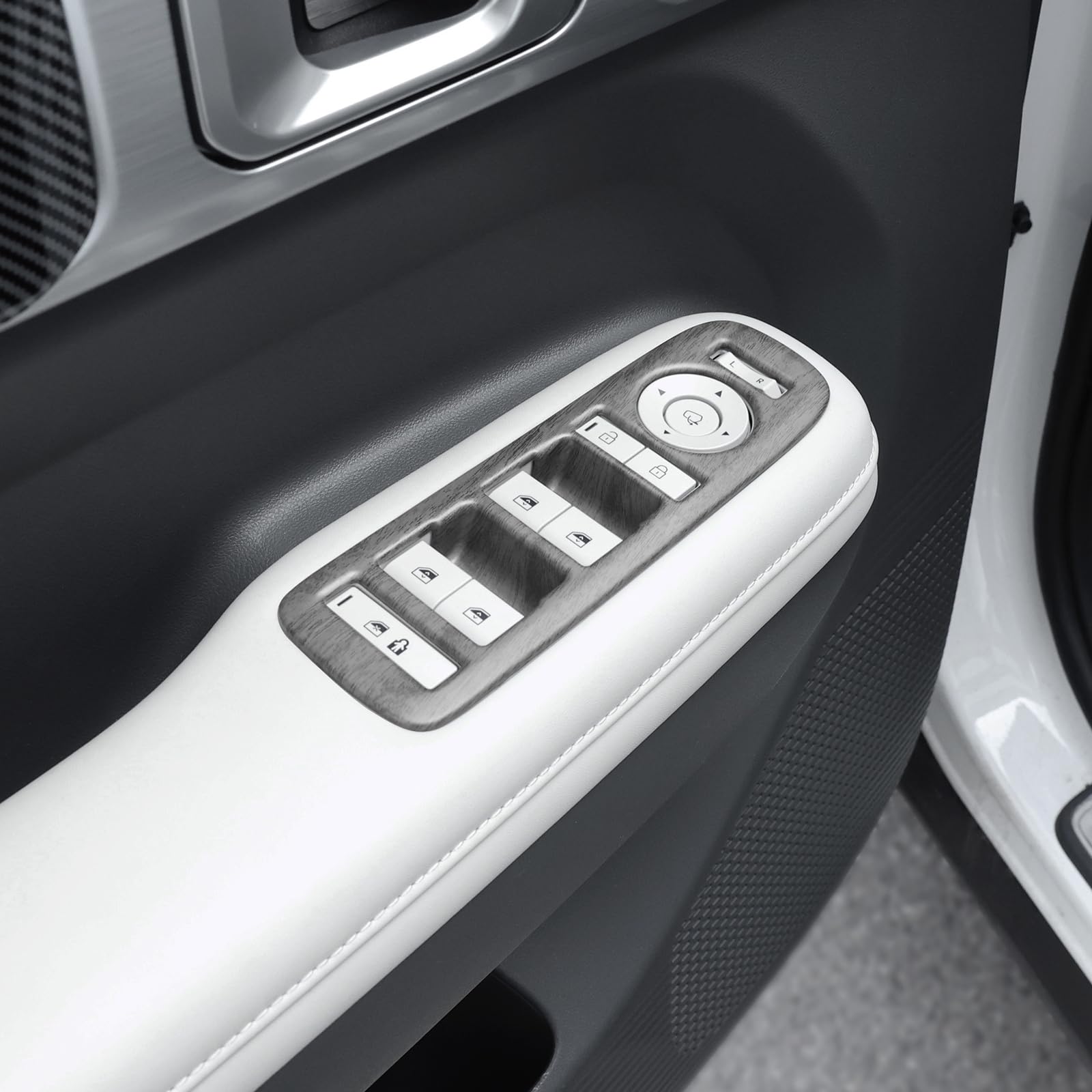 FUEISOF für Hyundai Santa Fe MX5 2024 Fensterheber Schalter Rahmen Abdechung 4 Stück (Holzmaserung) von FUEISOF