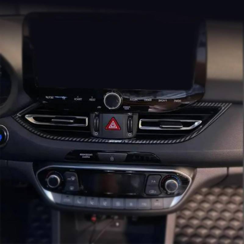 FUEISOF für Hyundai i30 2017-2024 Armaturenbrett Gitter Lüftung Abdeckung Rahmen Auto-Innenraum ABS Kohlefaser Schwarz von FUEISOF
