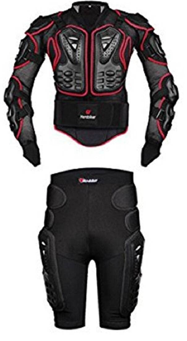 FULUOYIN Motorrad Protektorenjacke mit Kurze Protektorenhose Protektorenanzug S-5XL für Bergsteigen Schilaufen von FULUOYIN