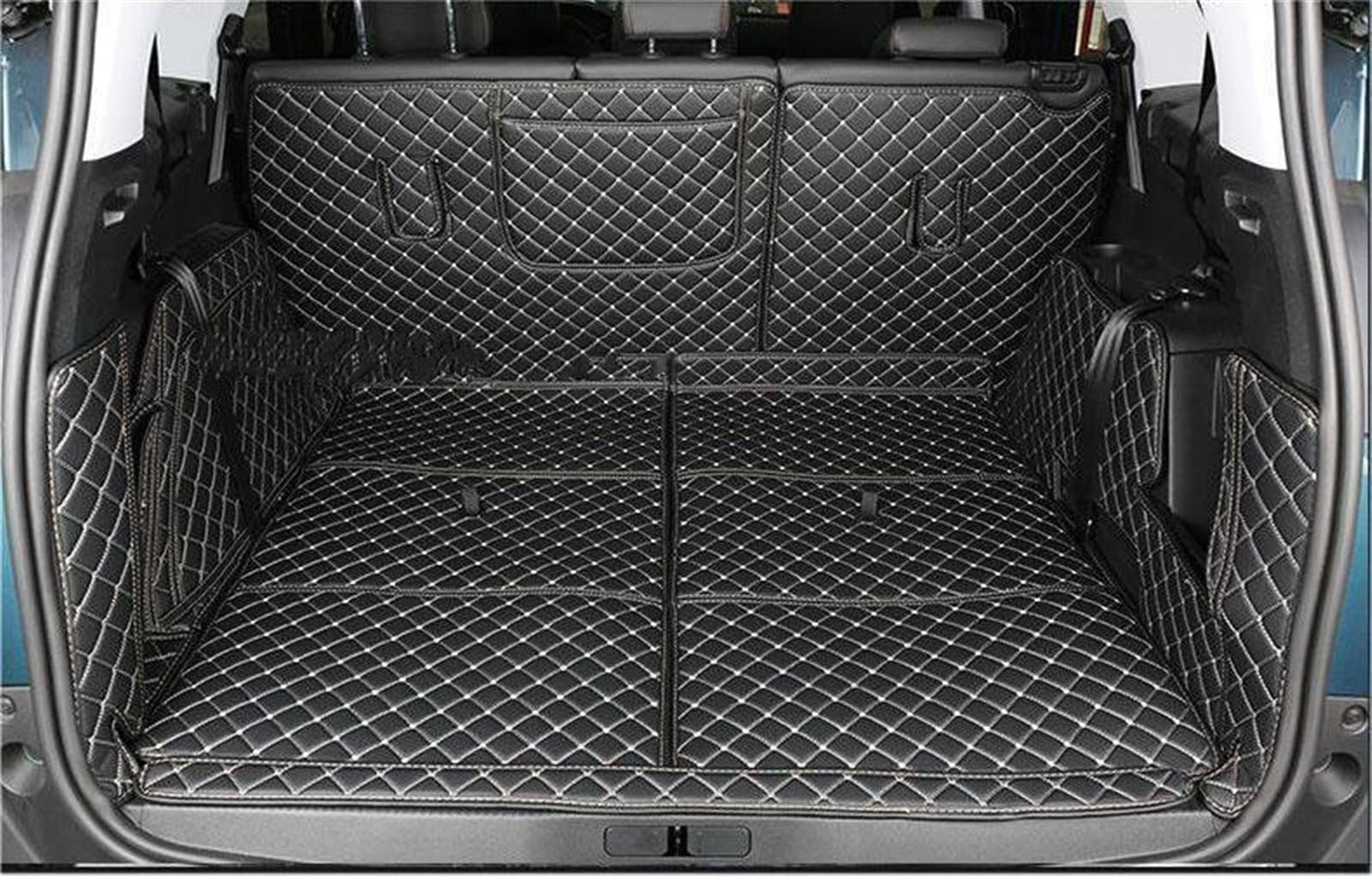 Kofferraumwanne Gepäckraummatte Kofferraumwanne Kofferraumwanne Gepäckzubehör Für Peugeot 5008 2021 2020 2019 2018 2017 Siebensitzer Kofferraumschutzdecke (Farbe : Black with Beige) von FUNFOB