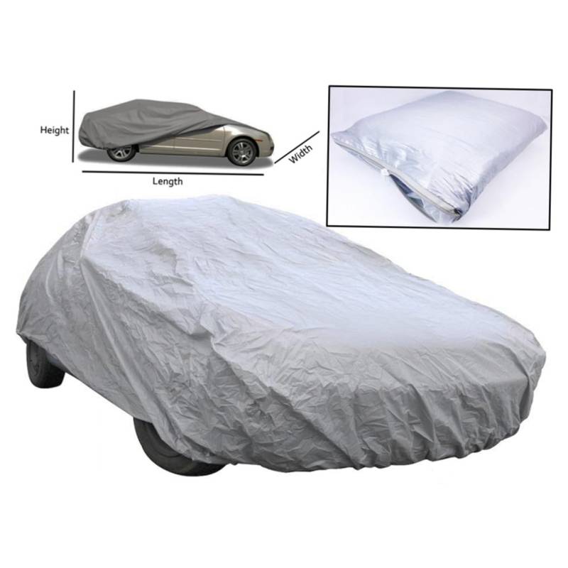 FUNOMOCYA Autoabdeckungen Autos Sonnenschutz Wasserdicht Auto UV Schutz Autoabdeckungen Für Autos Auto UV Autoabdeckung Autoabdeckung Für Autoabdeckung Universal SUV Abdeckung Silber von FUNOMOCYA