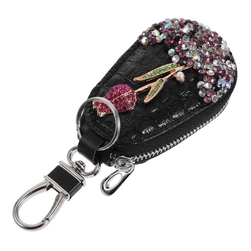 FUNOMOCYA Strass Autoschlüssel Schutztasche Bling Rose Blume Autoschlüssel Tasche Hülle Schlüsselanhänger Halter Abdeckung Autoschlüssel Aufbewahrungstasche Autoschlüssel Schutzhülle von FUNOMOCYA