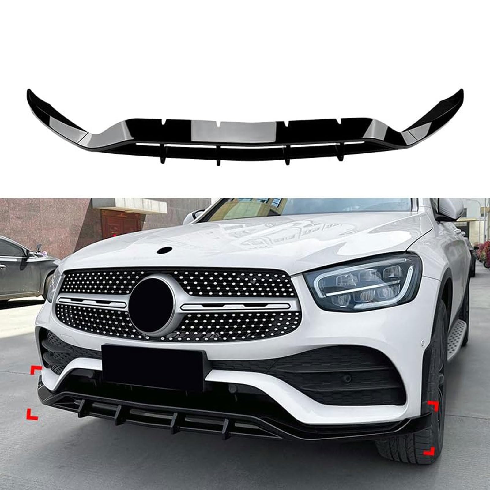 Auto Frontspoiler Lippe für Mercedes Benz GLC Class X253 GLC200 260 300 2020 2021 2022, Frontstoßstange Lippe Splitter Spoiler Diffusor, Kinn Splitter Body Kit, Auto Zubehör,Black Auto Frontspoiler Lippe für Mercedes Benz GLC Class X253 GLC200 260 300 2020 2021 2022, Frontstoßstange Lippe Splitter Spoiler Diffusor, Kinn Splitter Body Kit, Auto Zubehör,Black von FURLOU