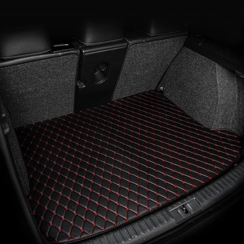 Auto Kofferraummatten für VW Tiguan 2013 2014 2015 2016,Leder Teppiche Matten Fußmatten Kofferraumwanne Wasserdicht Antirutsch Strapazierfähigen Zubehör,BIACK RED B von FURLOU