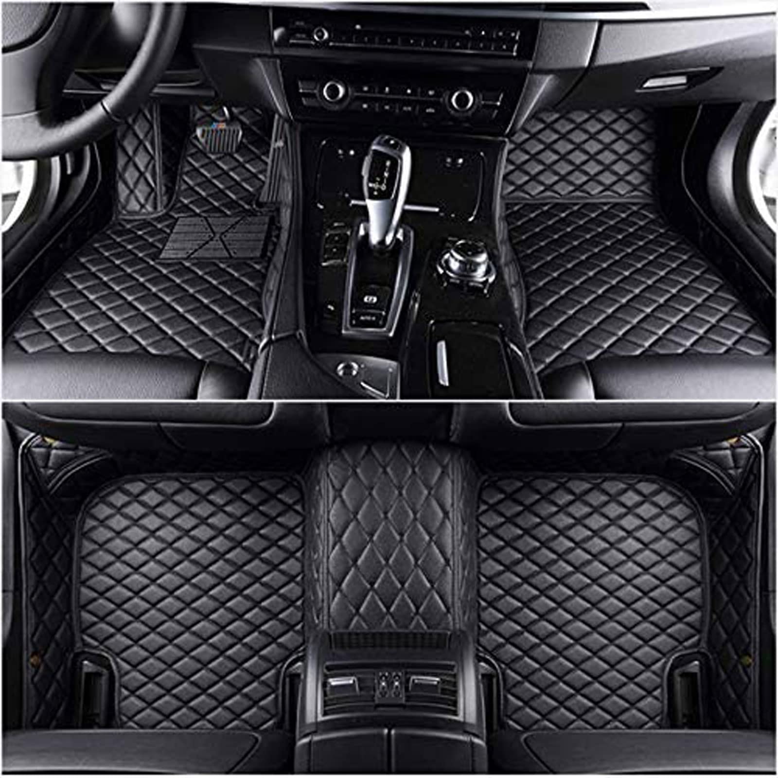Auto Leder Fußmatten für Audi Q3 2018-2023, Allwetter wasserdichte Antirutsch Fussmatten Vorne Hinten Fußpolster Interior ZubehöR,Black von FURLOU