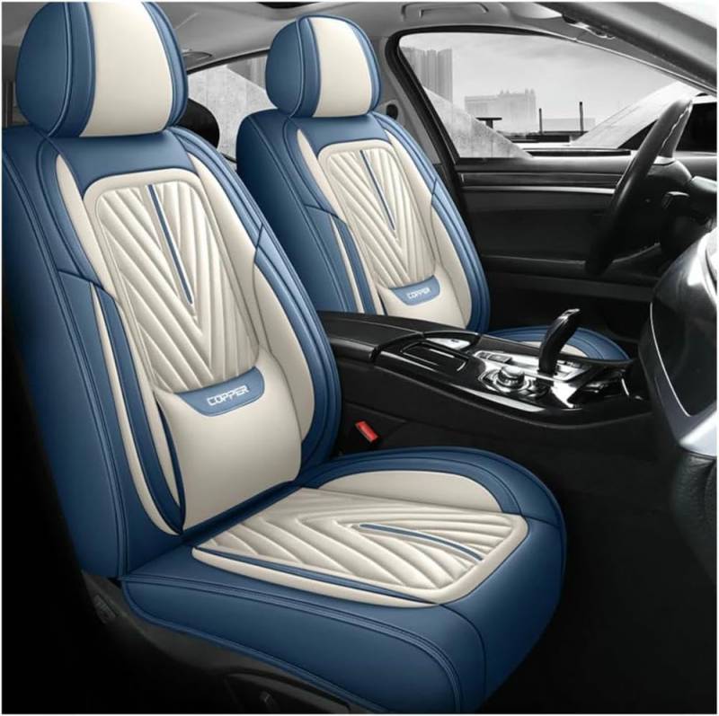 FUXZSV Autositzbezüge sind geeignet für Jeep Commander Limited(K8)(XK)/Limited T270(H6)/Limited TD380 4×4(H6)/Overland(XK) Leder/atmungsaktiv,Blau von FUXZSV