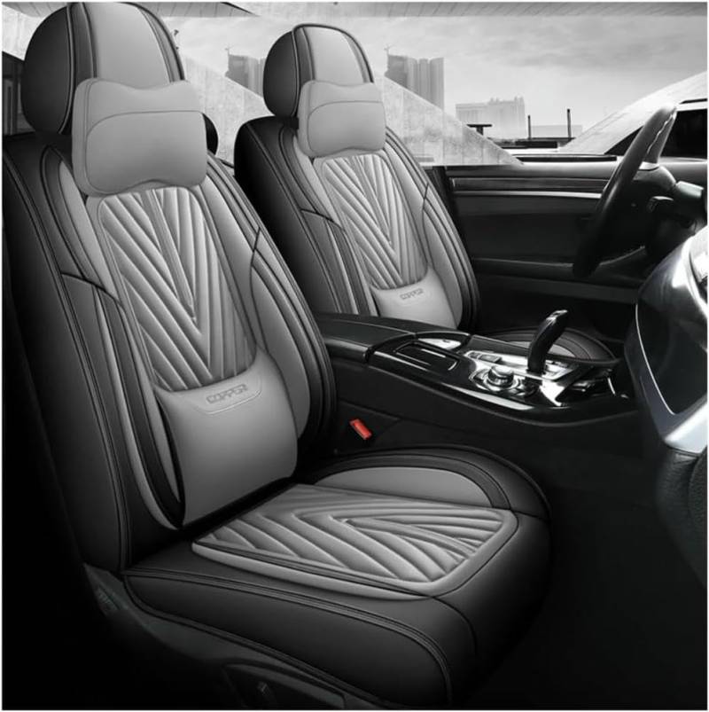 FUXZSV Autositzbezüge sind geeignet für VW AMAROK Jetta Tiguan Santana Variant Lamando Lavida Vista Leder/atmungsaktiv,grau von FUXZSV