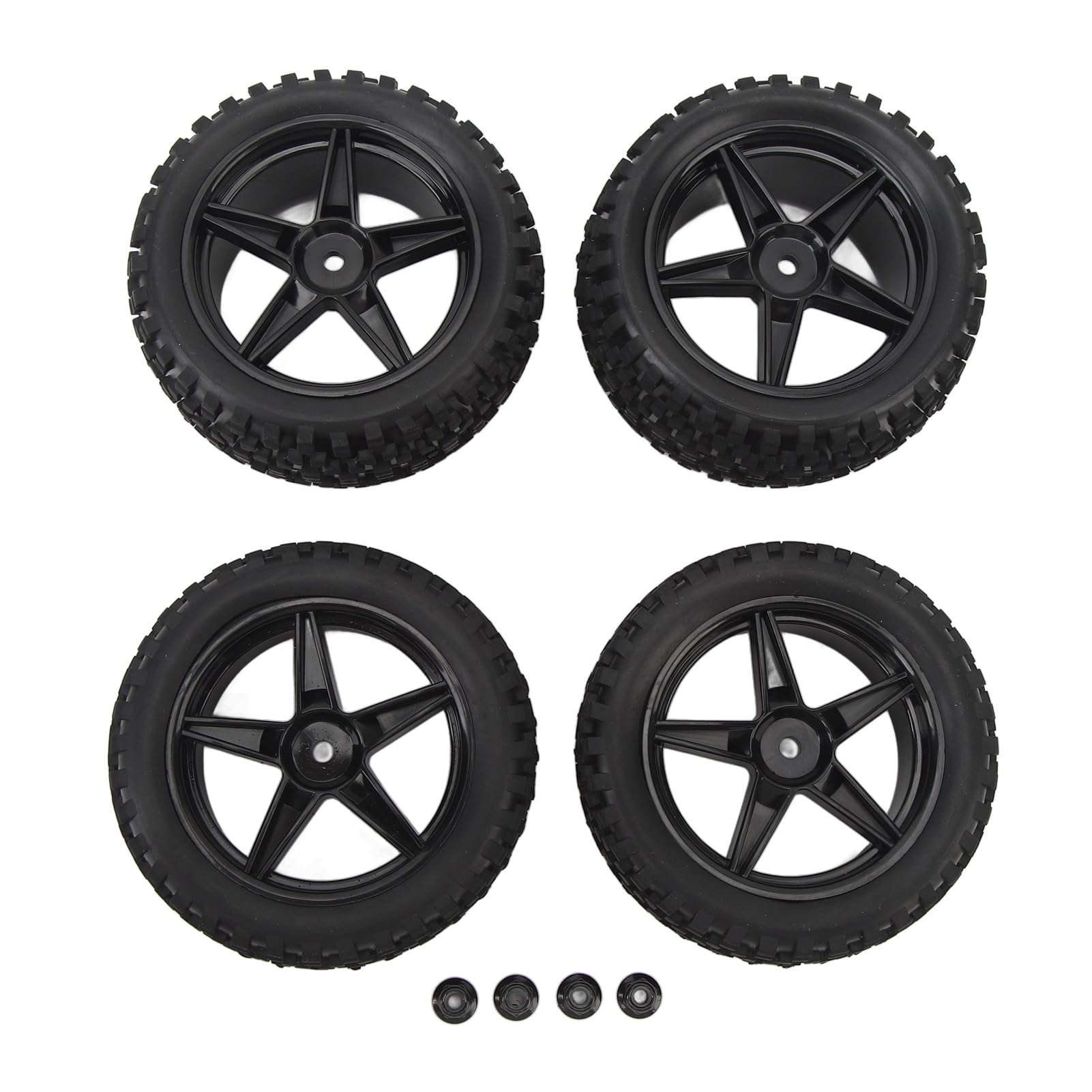 4PCS RC Truck Wheels and Tires Set, 85mm Front 33mm Rear 42mm Tires with 5 Star Rims, Compatible with 1/10 Remote Control Car, Grade Rubber for Optimal Grip and Durability 4PCS RC Truck Wheels and Tires Set, 85mm Front 33mm Rear 42mm Tires with 5 Star Rims, Compatible with 1/10 Remote Control Car, Grade Rubber for Optimal Grip and Durability von FUZHUI