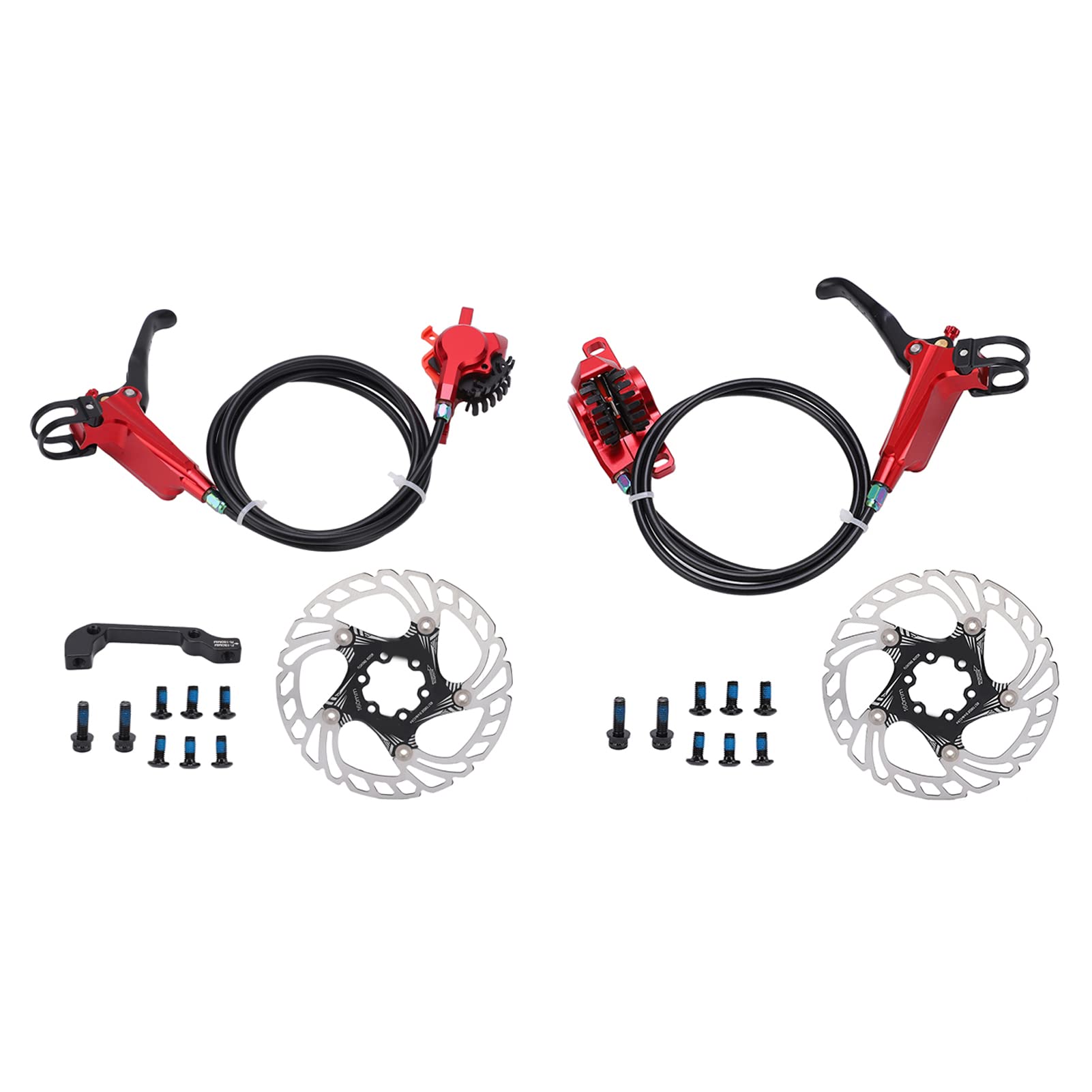 Bremskühlscheibe mit schwimmendem Rotor für starkes Bremsen, hydraulisches Scheibenbremssystem mit polygonalem Luftstrom, breite Anwendbarkeit für gewöhnliche Mountainbikes (Red) von FUZHUI